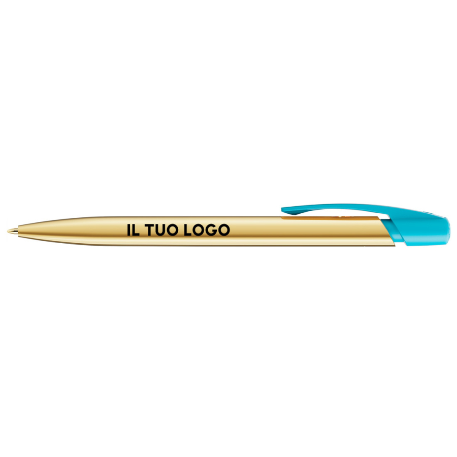 Penna a sfera Bic Media Clic Shine a scatto Fusto Oro con stampa Logo