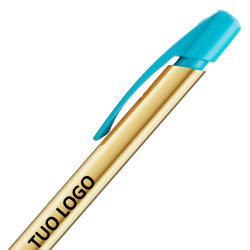 Penna a sfera Bic Media Clic Shine a scatto Fusto Oro con stampa Logo