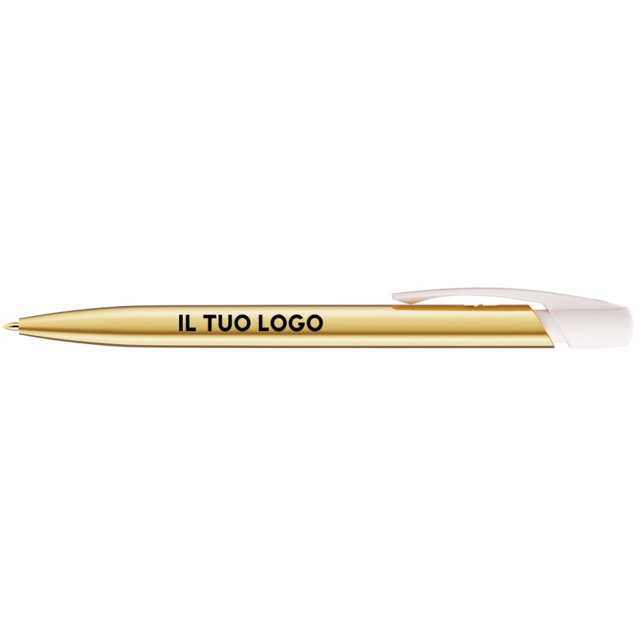 Penna a sfera Bic Media Clic Shine a scatto Fusto Oro con stampa Logo