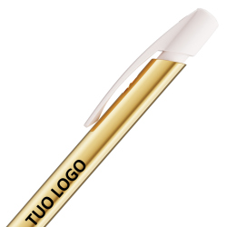 Penna a sfera Bic Media Clic Shine a scatto Fusto Oro con stampa Logo