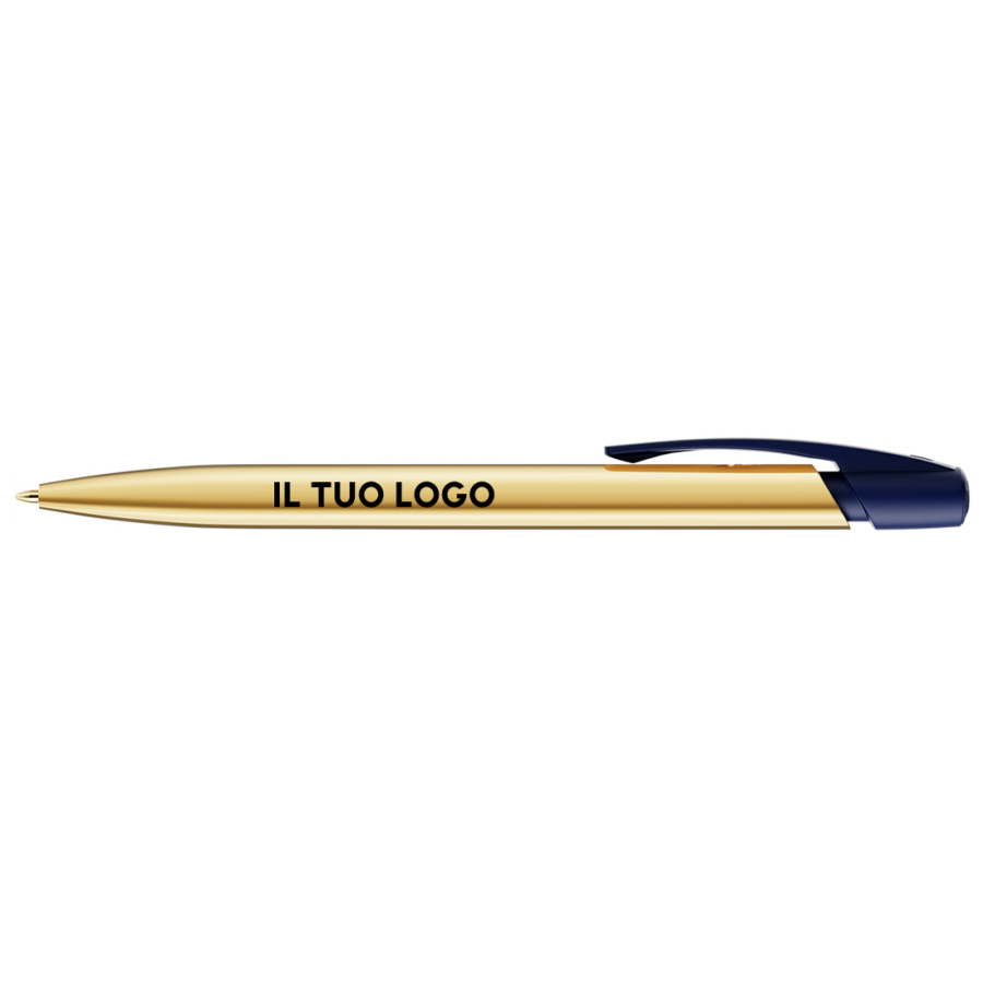 Penna a sfera Bic Media Clic Shine a scatto Fusto Oro con stampa Logo