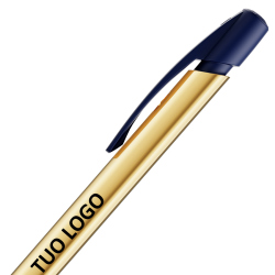 Penna a sfera Bic Media Clic Shine a scatto Fusto Oro con stampa Logo