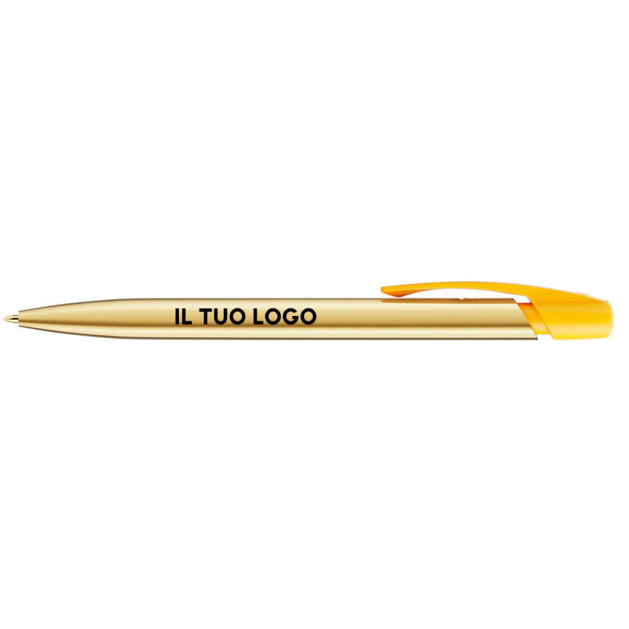 Penna a sfera Bic Media Clic Shine a scatto Fusto Oro con stampa Logo