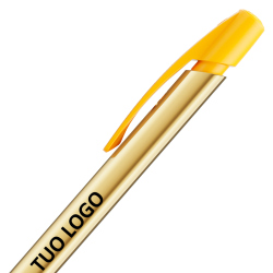 Penna a sfera Bic Media Clic Shine a scatto Fusto Oro con stampa Logo