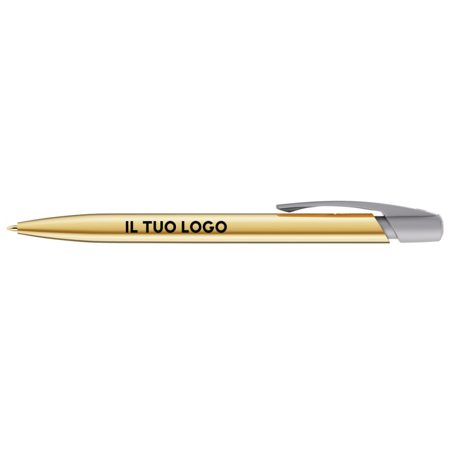 Penna a sfera Bic Media Clic Shine a scatto Fusto Oro con stampa Logo