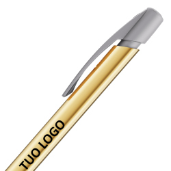 Penna a sfera Bic Media Clic Shine a scatto Fusto Oro con stampa Logo