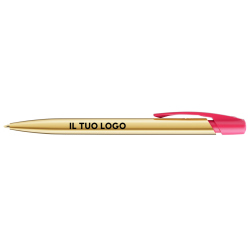 Penna a sfera Bic Media Clic Shine a scatto Fusto Oro con stampa Logo