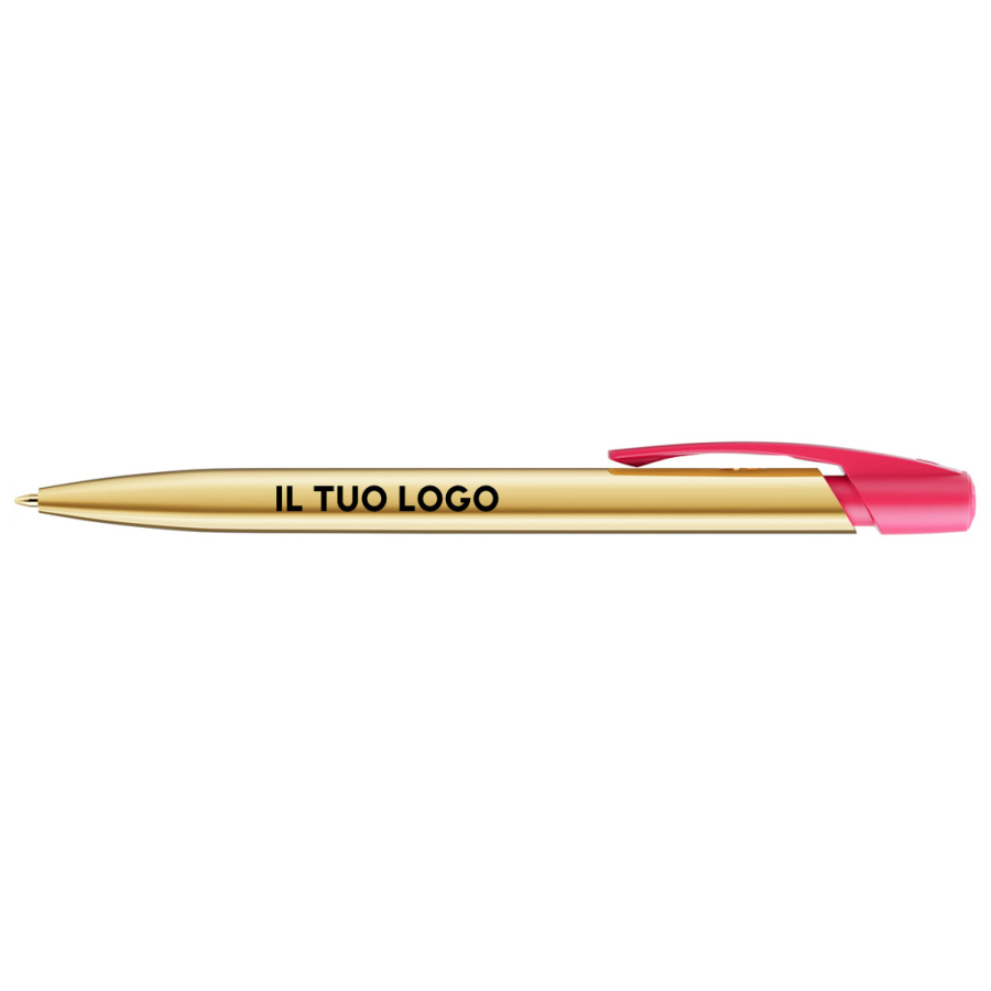 Penna a sfera Bic Media Clic Shine a scatto Fusto Oro con stampa Logo