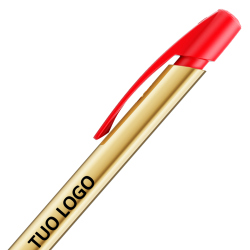 Penna a sfera Bic Media Clic Shine a scatto Fusto Oro con stampa Logo