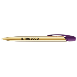 Penna a sfera Bic Media Clic Shine a scatto Fusto Oro con stampa Logo