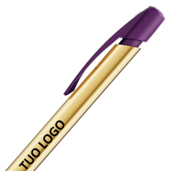 Penna a sfera Bic Media Clic Shine a scatto Fusto Oro con stampa Logo