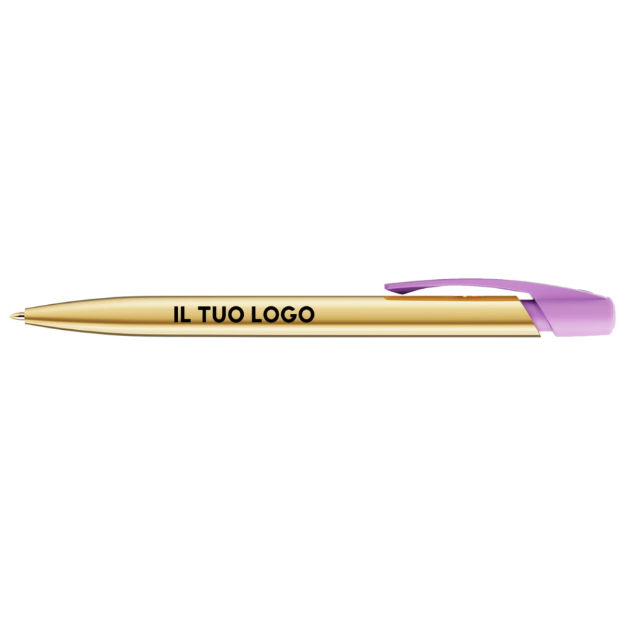 Penna a sfera Bic Media Clic Shine a scatto Fusto Oro con stampa Logo