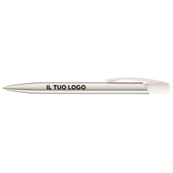 Penna a sfera Bic Media Clic Shine a scatto Fusto Argento con stampa Logo