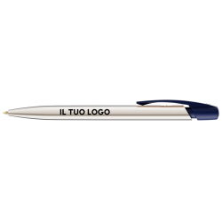 Penna a sfera Bic Media Clic Shine a scatto Fusto Argento con stampa Logo