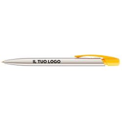 Penna a sfera Bic Media Clic Shine a scatto Fusto Argento con stampa Logo