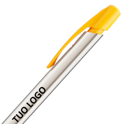 Penna a sfera Bic Media Clic Shine a scatto Fusto Argento con stampa Logo