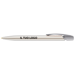 Penna a sfera Bic Media Clic Shine a scatto Fusto Argento con stampa Logo