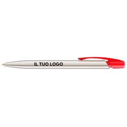 Penna a sfera Bic Media Clic Shine a scatto Fusto Argento con stampa Logo