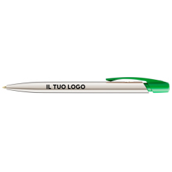 Penna a sfera Bic Media Clic Shine a scatto Fusto Argento con stampa Logo