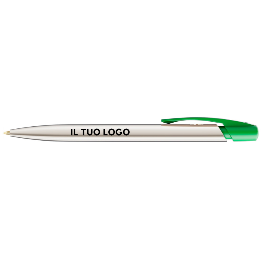 Penna a sfera Bic Media Clic Shine a scatto Fusto Argento con stampa Logo