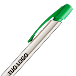 Penna a sfera Bic Media Clic Shine a scatto Fusto Argento con stampa Logo