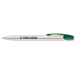 Penna a sfera Bic Media Clic Shine a scatto Fusto Argento con stampa Logo