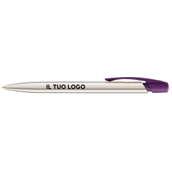 Penna a sfera Bic Media Clic Shine a scatto Fusto Argento con stampa Logo