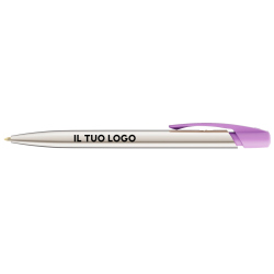 Penna a sfera Bic Media Clic Shine a scatto Fusto Argento con stampa Logo