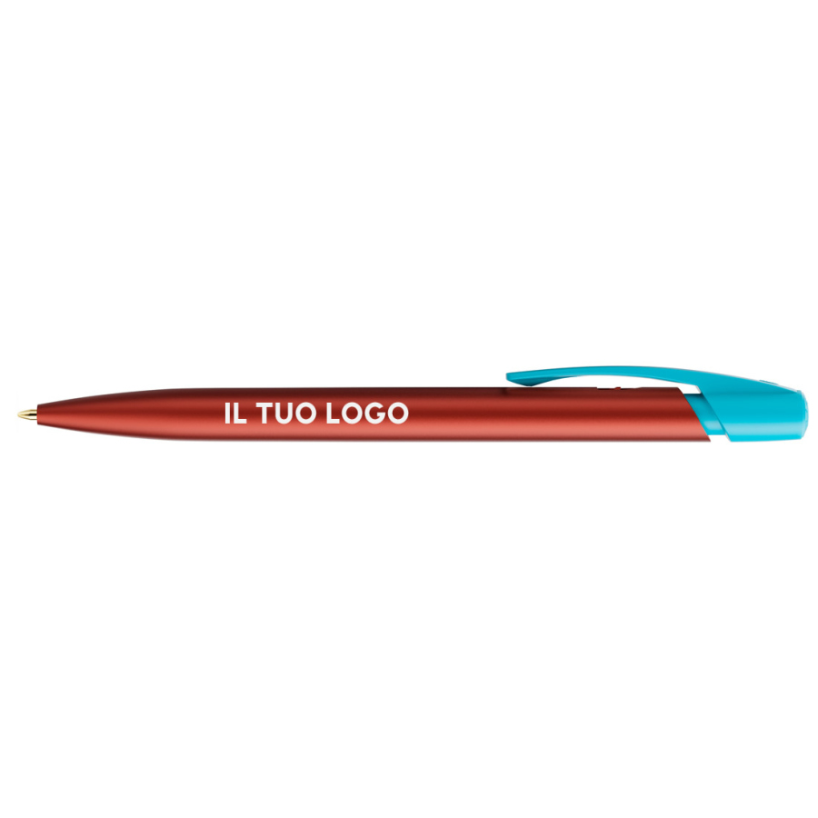 Penna a sfera Bic Media Clic Glacé Fusto Rosso opaco con stampa Logo