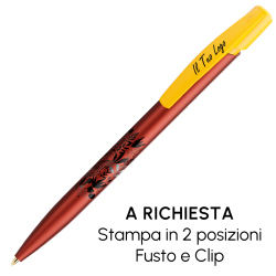 Penna a sfera Bic Media Clic Glacé Fusto Rosso opaco con stampa Logo