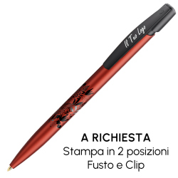 Penna a sfera Bic Media Clic Glacé Fusto Rosso opaco con stampa Logo