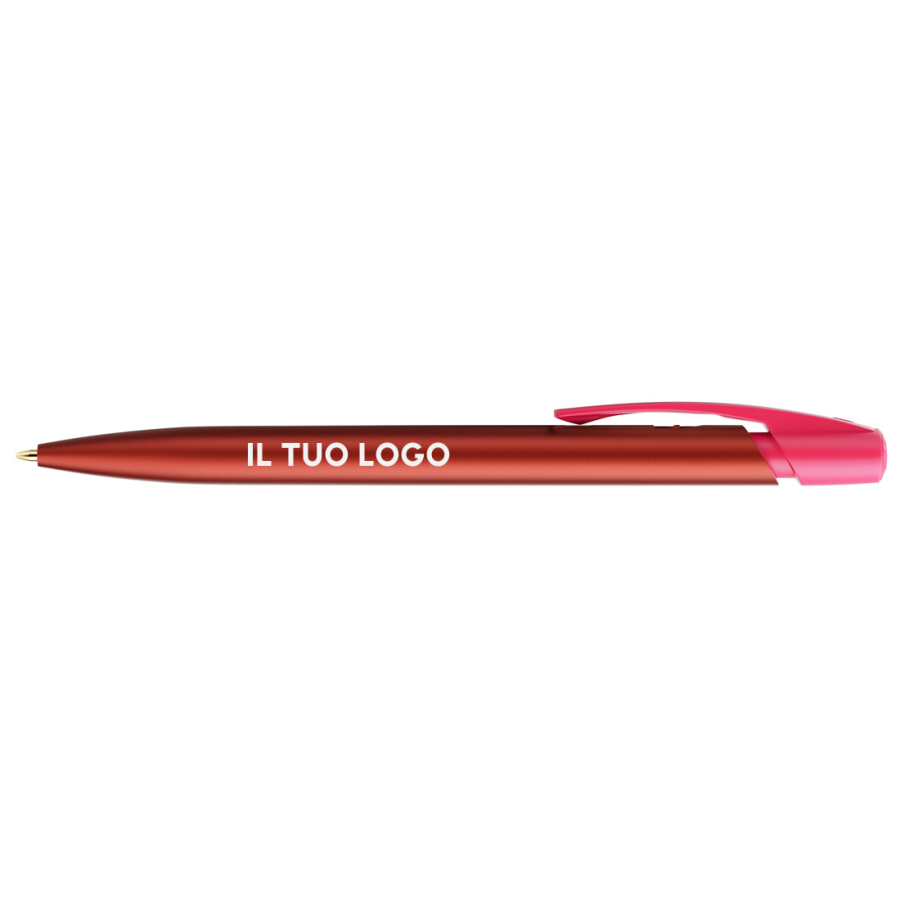 Penna a sfera Bic Media Clic Glacé Fusto Rosso opaco con stampa Logo