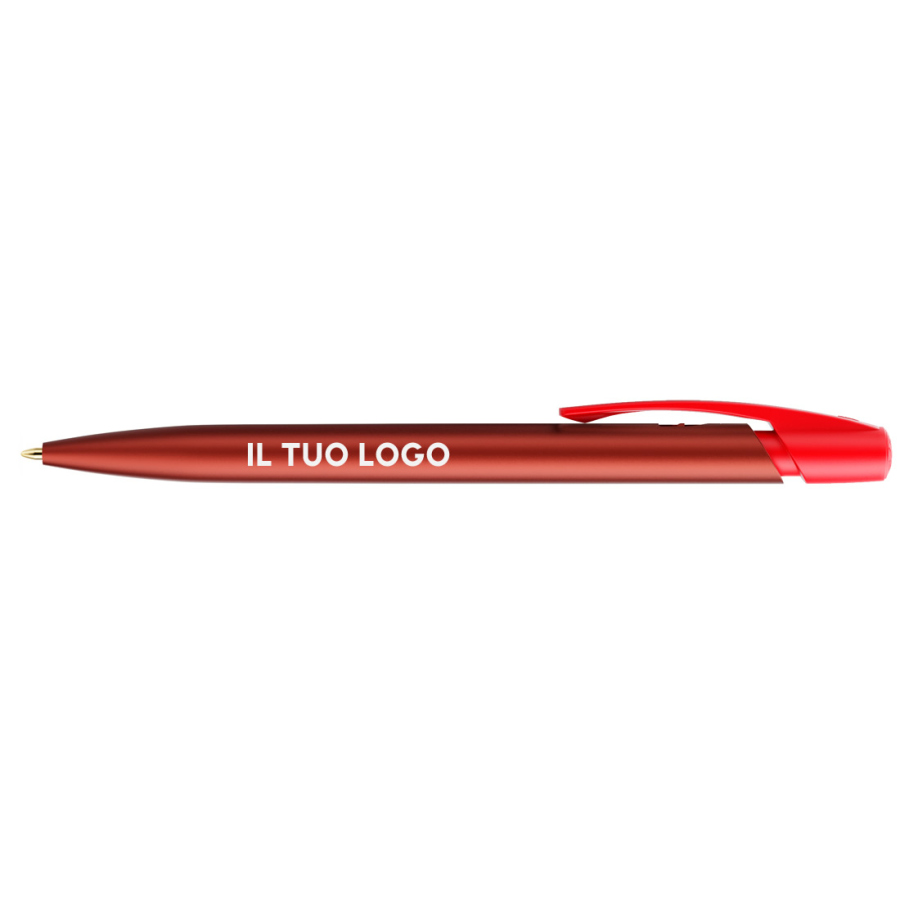 Penna a sfera Bic Media Clic Glacé Fusto Rosso opaco con stampa Logo