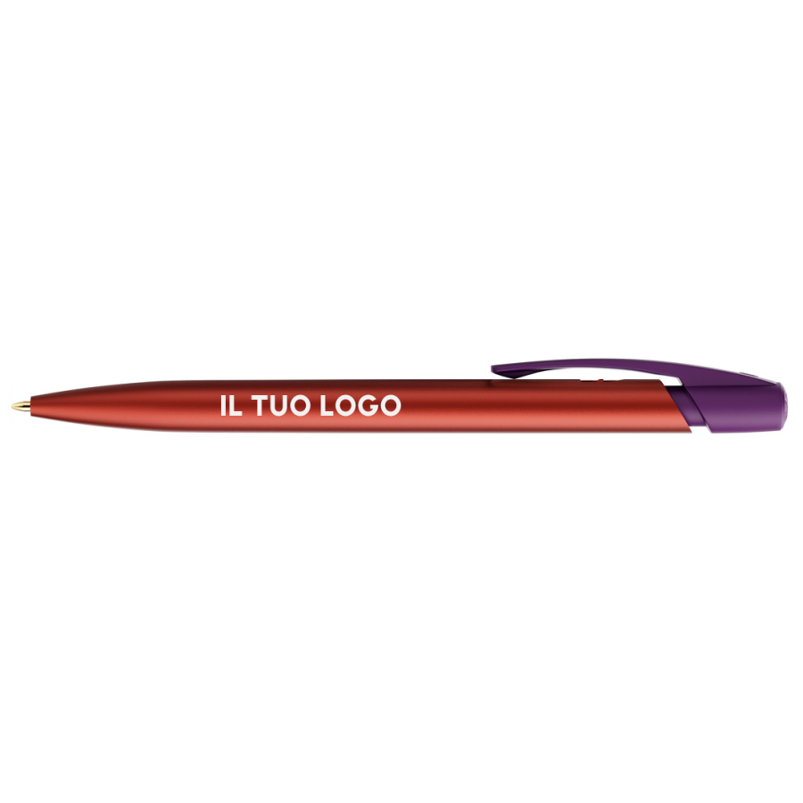 Penna a sfera Bic Media Clic Glacé Fusto Rosso opaco con stampa Logo