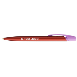 Penna a sfera Bic Media Clic Glacé Fusto Rosso opaco con stampa Logo