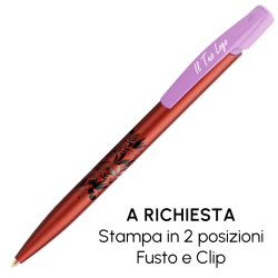 Penna a sfera Bic Media Clic Glacé Fusto Rosso opaco con stampa Logo