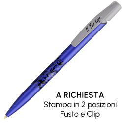 Penna a sfera Bic Media Clic Glacé Fusto Blu laccato con stampa Logo