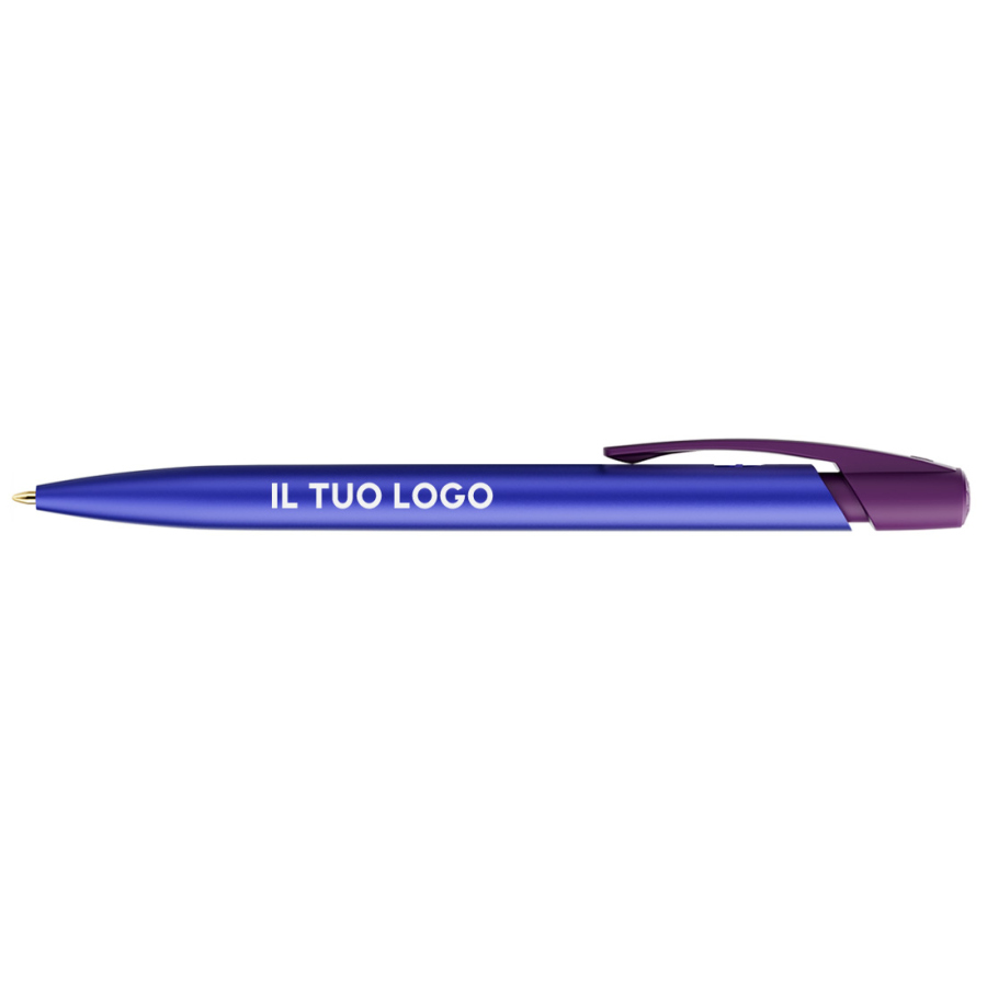 Penna a sfera Bic Media Clic Glacé Fusto Blu laccato con stampa Logo