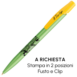 Penna a sfera Bic Media Clic Glacé Fusto Verde pastello con stampa Logo