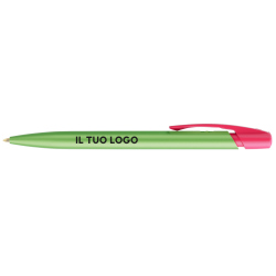 Penna a sfera Bic Media Clic Glacé Fusto Verde pastello con stampa Logo