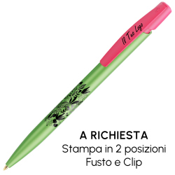 Penna a sfera Bic Media Clic Glacé Fusto Verde pastello con stampa Logo