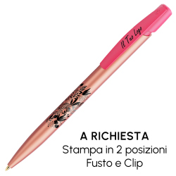 Penna a sfera Bic Media Clic Glacé Fusto Rosa con stampa personalizzata