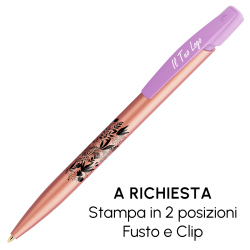 Penna a sfera Bic Media Clic Glacé Fusto Rosa con stampa personalizzata