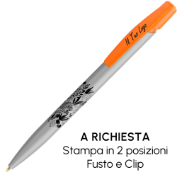 Penna a sfera Bic Media Clic Glacé Fusto Argento opaco con stampa Logo