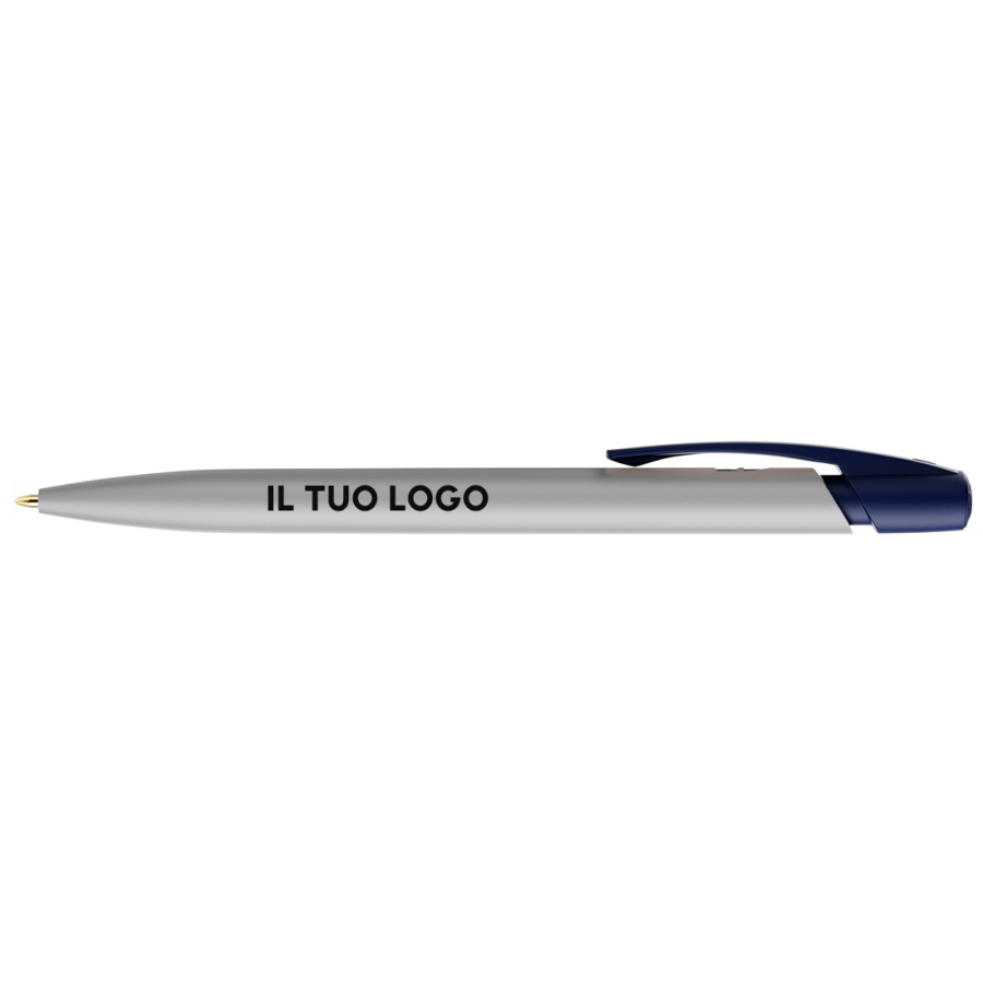 Penna a sfera Bic Media Clic Glacé Fusto Argento opaco con stampa Logo