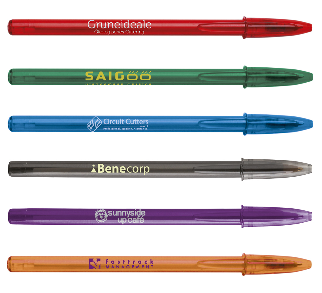 Penna a sfera Bic Style Clear in plastica trasparente con stampa personalizzata