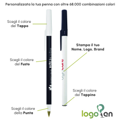 Penna a sfera Bic Round Stic Gialla corpo rotondo in plastica personalizzabile