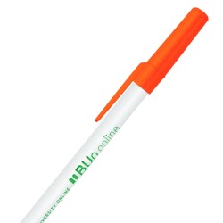 Penna a sfera Bic Round Stic Bianca corpo rotondo in plastica personalizzabile