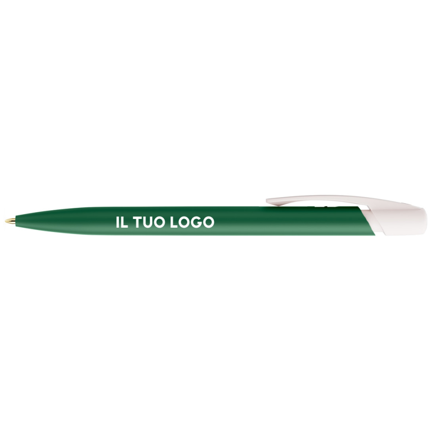 Penna a sfera Bic Media Clic verde scuro a scatto con stampa personalizzata