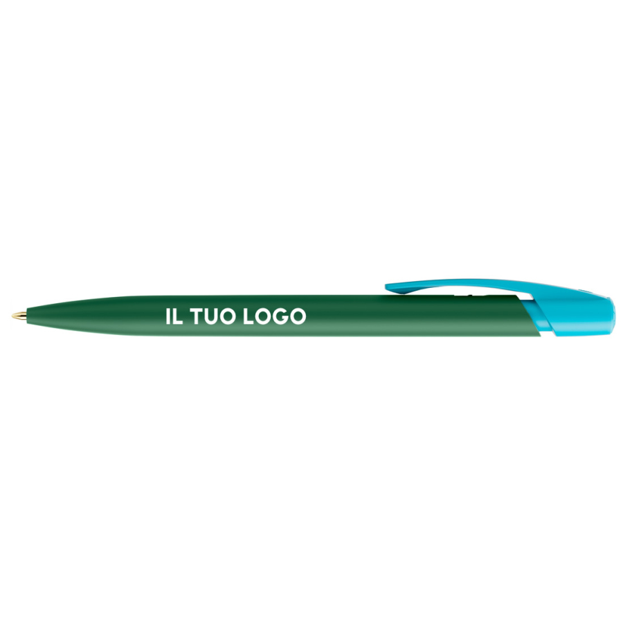 Penna a sfera Bic Media Clic verde scuro a scatto con stampa personalizzata